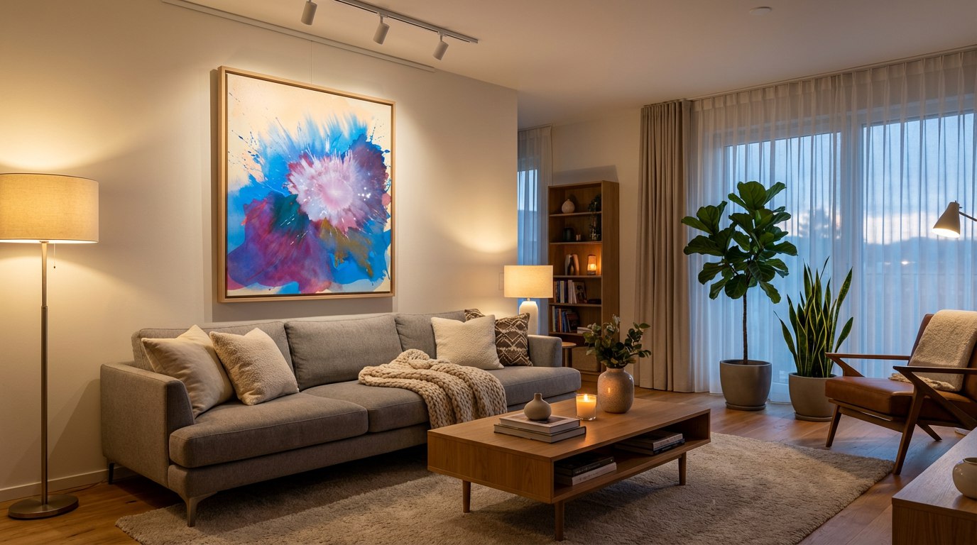 Final result: artwork visualized in a living room