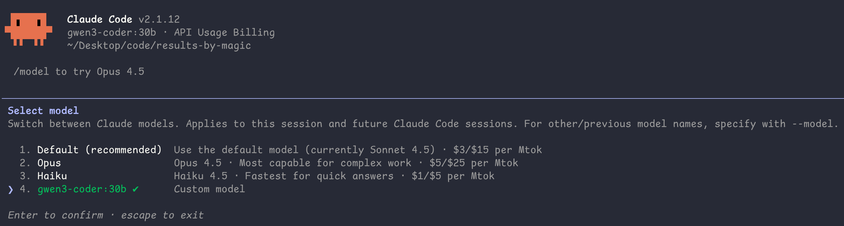 Claude Code Model Picker with Ollama
